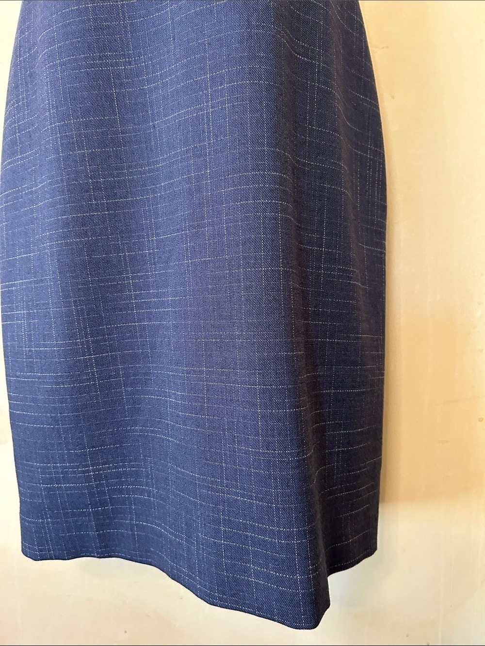 Ann Taylor Steel Blue Subtle Plaid Midi Sheath Dress size 8P NWOT - Picture 7 of 14